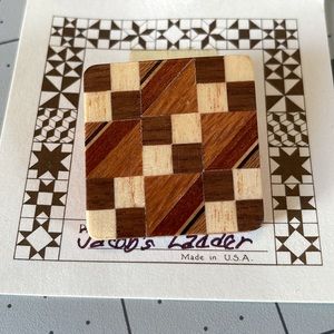 Jacob's Ladder parquetry quilter's brooch created by Rob & Cheryl Nettleton